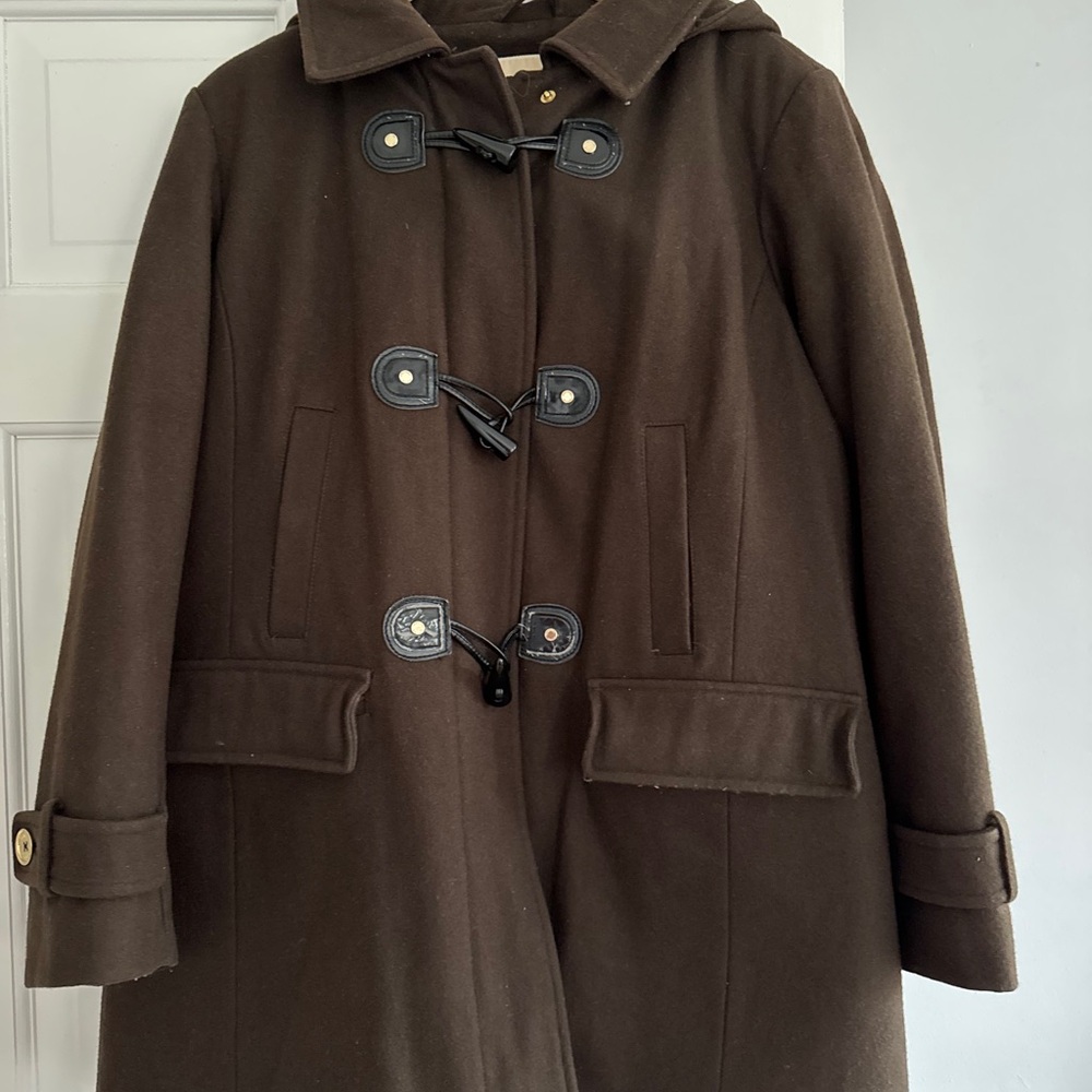 Michael Kors Brown Green Toggle Coat